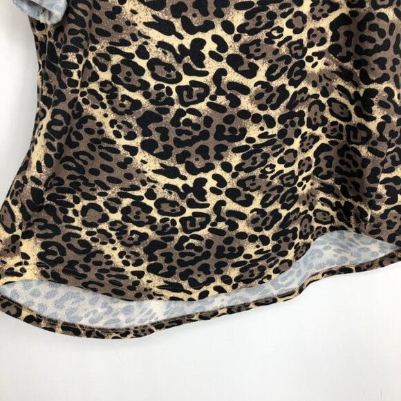 Amaryllis  Cheetah Print Short Cuffed Sleeve Round Neck Shirt size 1x - Picture 7 of 15